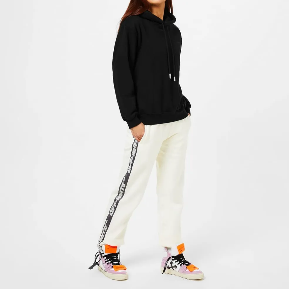 Off White Diagonal Logo Hoodie in Black