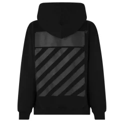 Off White Diagonal Logo Hoodie in Black
