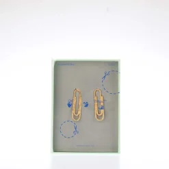 Off White Double Paperclip Earrings in Gold