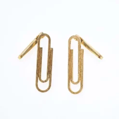 Off White Double Paperclip Earrings in Gold