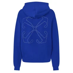Off White Embroidered Arrow Hoodie in Blue