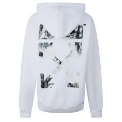 Off White Flock Hooded Sweatshirt in White
