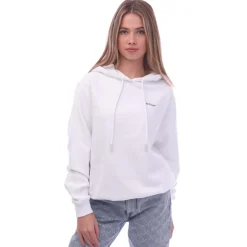 Off White Floral Embroidered Arrow Regular Hoodie in White