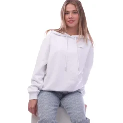 Off White Floral Embroidered Arrow Regular Hoodie in White