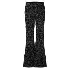 Off White Floral Patterned Straight Leg Jeans in Black