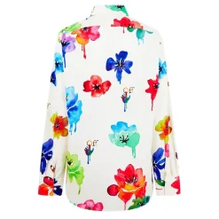 Off White Floral Pop Long Sleeve Shirt in Cream