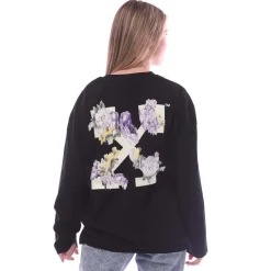 Off White Flower Arrow Long Sleeve Over T-Shirt in Black