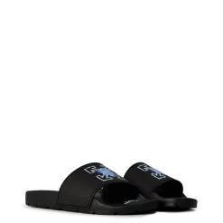 Off White Flower Sliders in Black