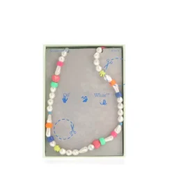 Off White Fun Pearl & Beads Necklace in Multi colour