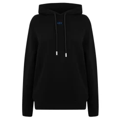 Off White Hooded Regular Fit Sweatshirt in Black