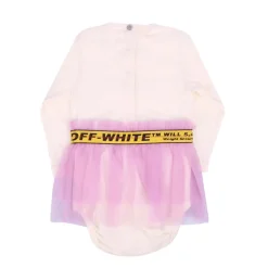 Off White Infants Logo Band Tulle Body Dress in Off White