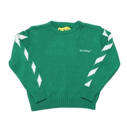 Off White Juniors Helvetica Sweatshirt in Green White