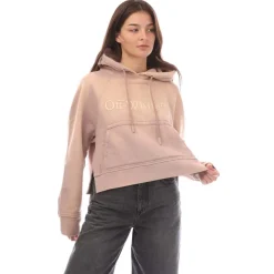 Off White Laundry Cropped Splitted Hoodie in Nude