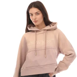 Off White Laundry Cropped Splitted Hoodie in Nude