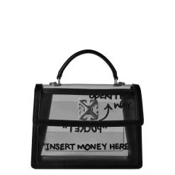 Off White Lettering Graphic Print Top Handle Handbag in Multi