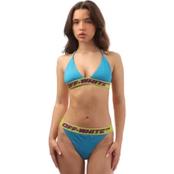 Off White Logo Band Bikini in Blue