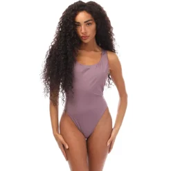 Off White Logo Band Swimsuit in Violet