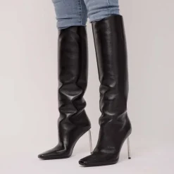 Off White Nappa High Allen Boots in Black Silver