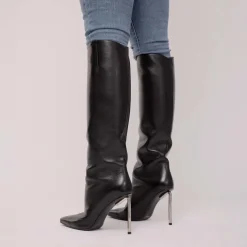 Off White Nappa High Allen Boots in Black Silver