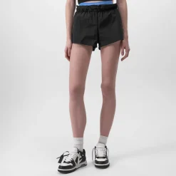 Off White Nylon Shorts in Black