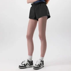 Off White Nylon Shorts in Black