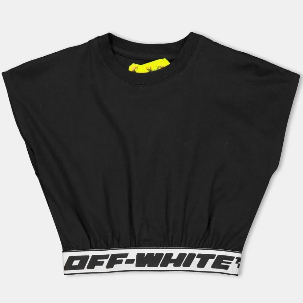 Off White Off Crop Band Tee in Black