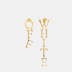 Off White Off Logo Earrings in Gold