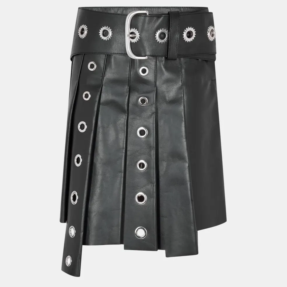 Off White Off Pleated Skirt in Black