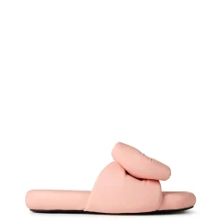 Off White Padded Bow Slide Mules in Pink