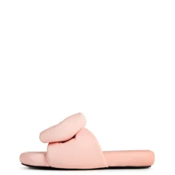 Off White Padded Bow Slide Mules in Pink