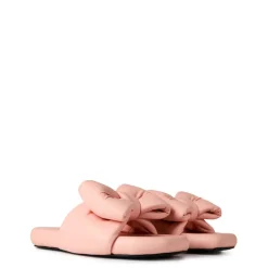 Off White Padded Bow Slide Mules in Pink