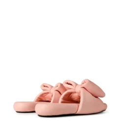 Off White Padded Bow Slide Mules in Pink