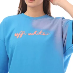 Off White Painter Logo Snap T-Shirt Dress in Blue pink