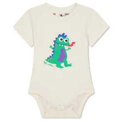 Off White Regular Fit Crew Neck Bodysuit in Multi