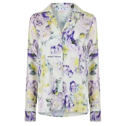 Off White Regular Fit Long Sleeve Shirt in Green