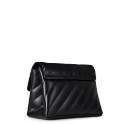 Off White Ribbed Cross Body Bag in Black