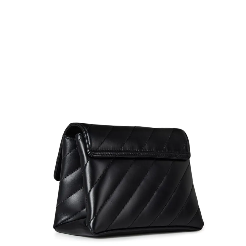 Off White Ribbed Cross Body Bag in Black