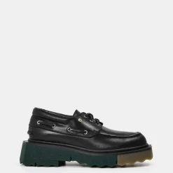 Off White Spng Boat Shoes in Black