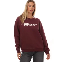 Off White Spray Helvetica Regular Crewneck Sweatshirt in Burgundy