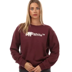 Off White Spray Helvetica Regular Crewneck Sweatshirt in Burgundy