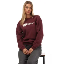 Off White Spray Helvetica Regular Crewneck Sweatshirt in Burgundy