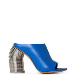Off White Spring Mules in Blue