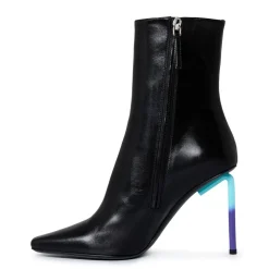 Off White Stiletto Heel Ankle Boots in Black