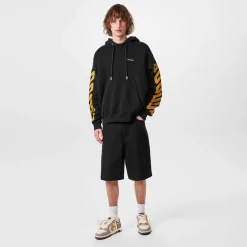Off White Tape Hoodie in Black