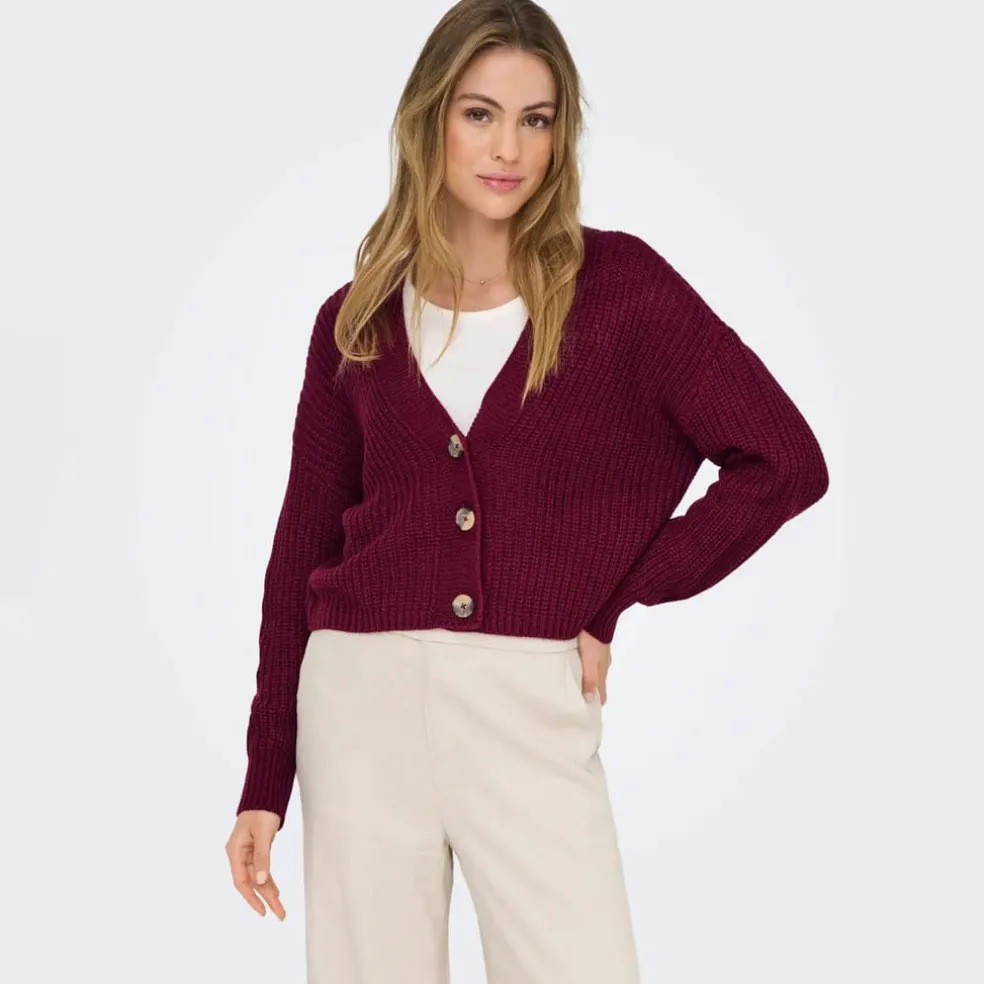 Only Carol Nice Knitted Cardigan in wine