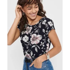 Only Vic Crew Neck Regular Fit Blouse in Blue