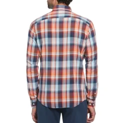 Original Penguin Plaid Regular Fit Long Sleeve Shirt in Blue