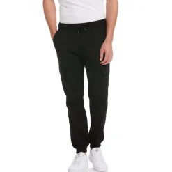 Original Penguin Tapered Fit Drawstring Cargo Pants in Black