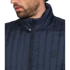 Original Penguin Vertical Quilted Gilet in Navy