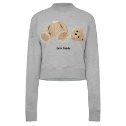 Palm Angels Bear Fitted Crew Neck Jumper in Grey